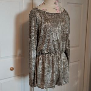 New Years Eve Metallic Long Sleeve Romper